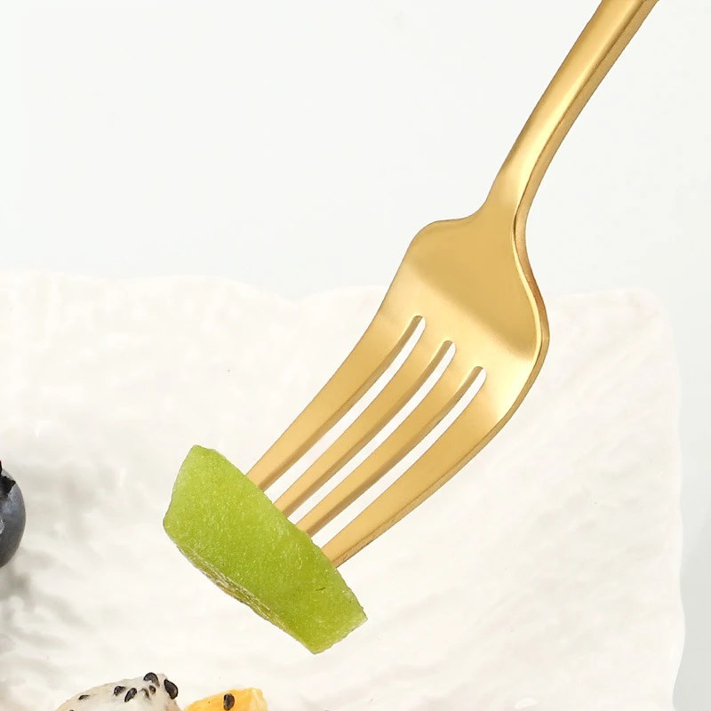 8/12/16pcs Stainless Steel Gold Tableware Dinner Fork Fruit Fork Steak Fork Salad Fork Suitable for Restaurant or Banquet