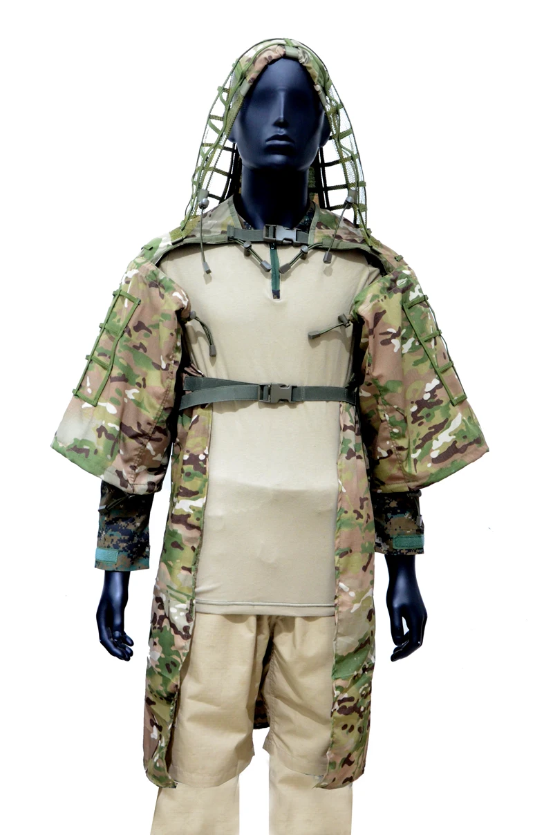 Ghillie Suit Foundation, Ghillie Poncho, Camouflage Hunting Base, Cape Sniper Viper Hood for Airsoft Paintball
