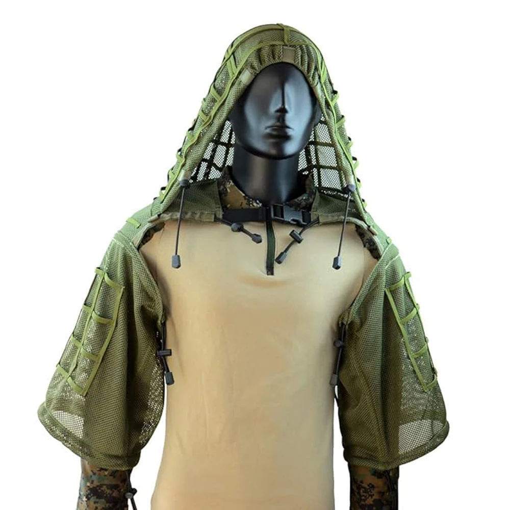 Ghillie Suit Foundation, Ghillie Poncho, Camouflage Hunting Base, Cape Sniper Viper Hood for Airsoft Paintball