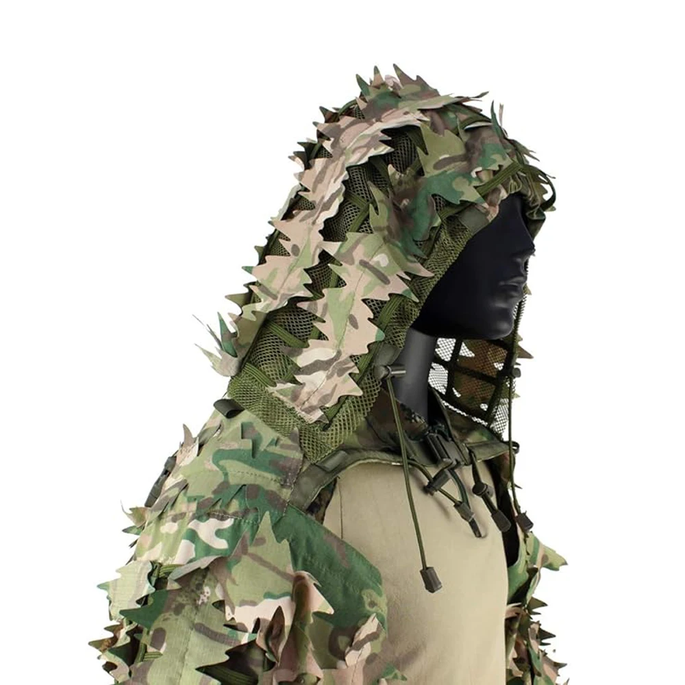Ghillie Suit Foundation, Ghillie Poncho, Camouflage Hunting Base, Cape Sniper Viper Hood for Airsoft Paintball