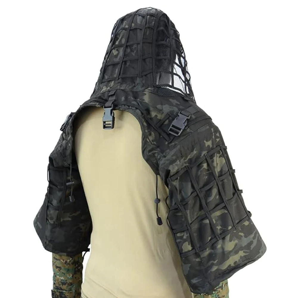 Ghillie Suit Foundation, Ghillie Poncho, Camouflage Hunting Base, Cape Sniper Viper Hood for Airsoft Paintball