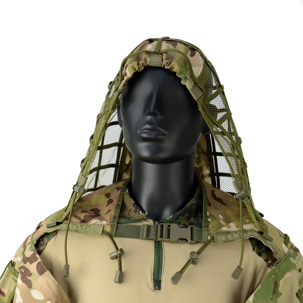 Ghillie Suit Foundation, Ghillie Poncho, Camouflage Hunting Base, Cape Sniper Viper Hood for Airsoft Paintball