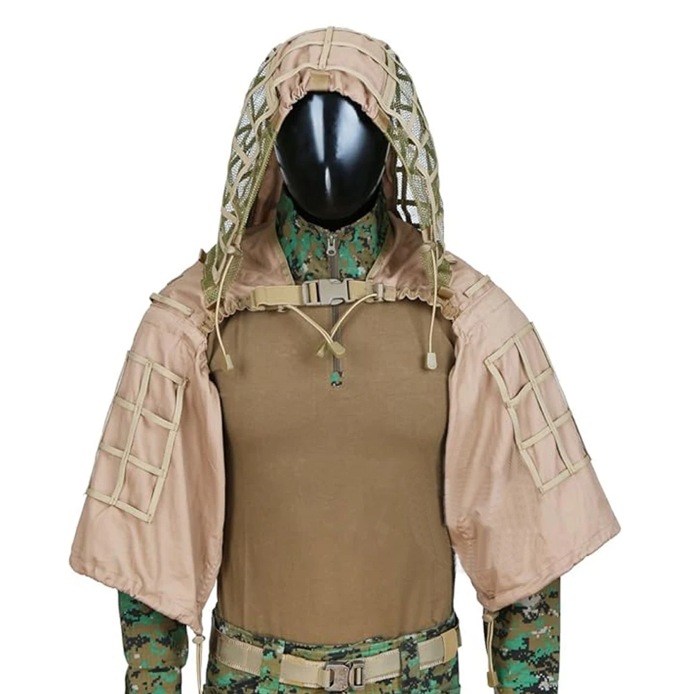 Ghillie Suit Foundation, Ghillie Poncho, Camouflage Hunting Base, Cape Sniper Viper Hood for Airsoft Paintball