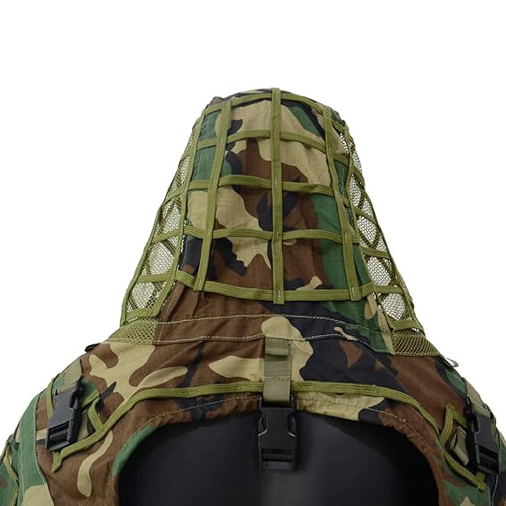 Ghillie Suit Foundation, Ghillie Poncho, Camouflage Hunting Base, Cape Sniper Viper Hood for Airsoft Paintball
