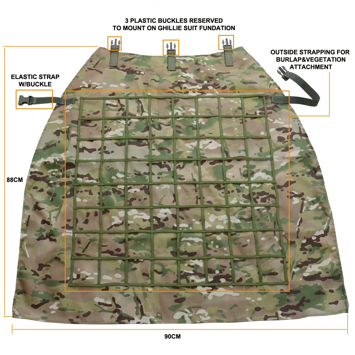 Ghillie Suit Foundation, Ghillie Poncho, Camouflage Hunting Base, Cape Sniper Viper Hood for Airsoft Paintball