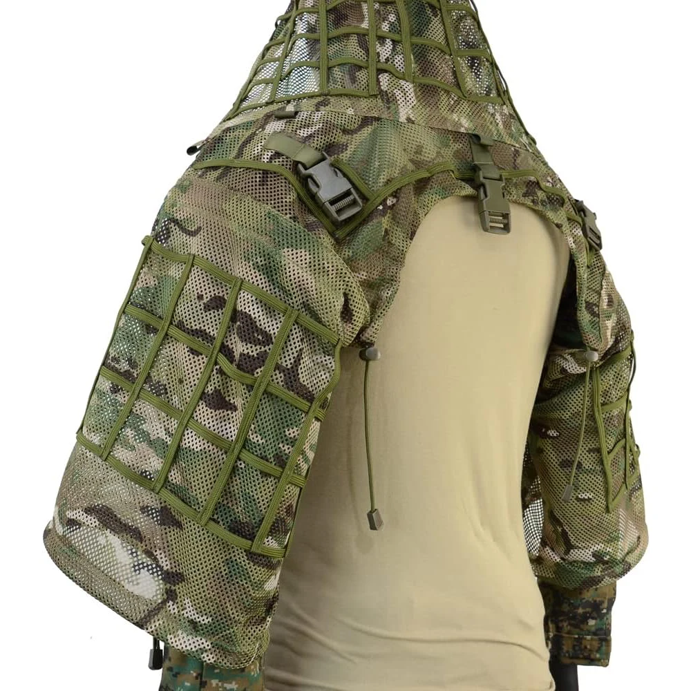Ghillie Suit Foundation, Ghillie Poncho, Camouflage Hunting Base, Cape Sniper Viper Hood for Airsoft Paintball
