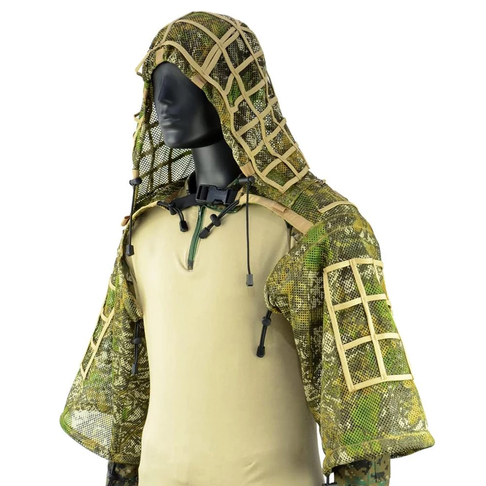 Ghillie Suit Foundation, Ghillie Poncho, Camouflage Hunting Base, Cape Sniper Viper Hood for Airsoft Paintball