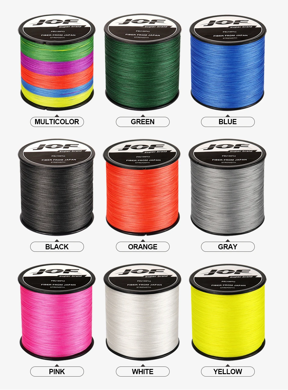 JOF Braided Line Fishing Line 8 Strands Fishing Thread Multifilament Line Braided Cord Lived For Silk Line 300M 500M 1000M