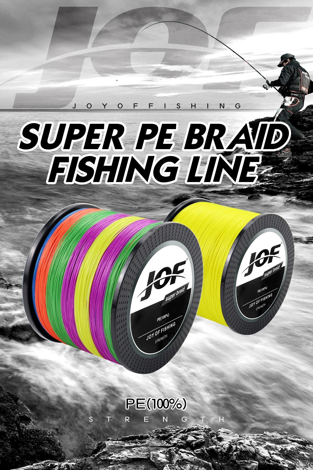JOF Braided Line Fishing Line 8 Strands Fishing Thread Multifilament Line Braided Cord Lived For Silk Line 300M 500M 1000M
