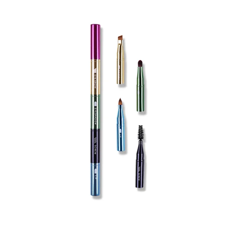 4 in 1 Portable Retractable Travel Lip Eye Brush Professional Makeup Brush Mini Soft Hair Eyeshadow Brush Makeup Accessories 1pc