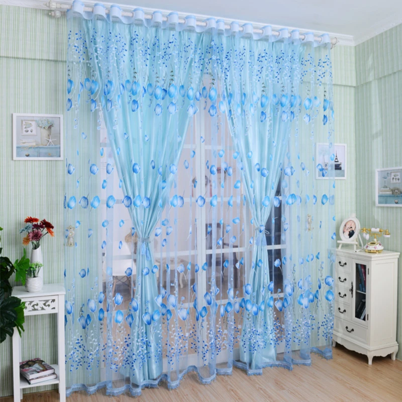 1Pc Modern Tulip Window Screen Living Room Bedroom Door Kitchen Drape Curtain Home Decoration Supplies