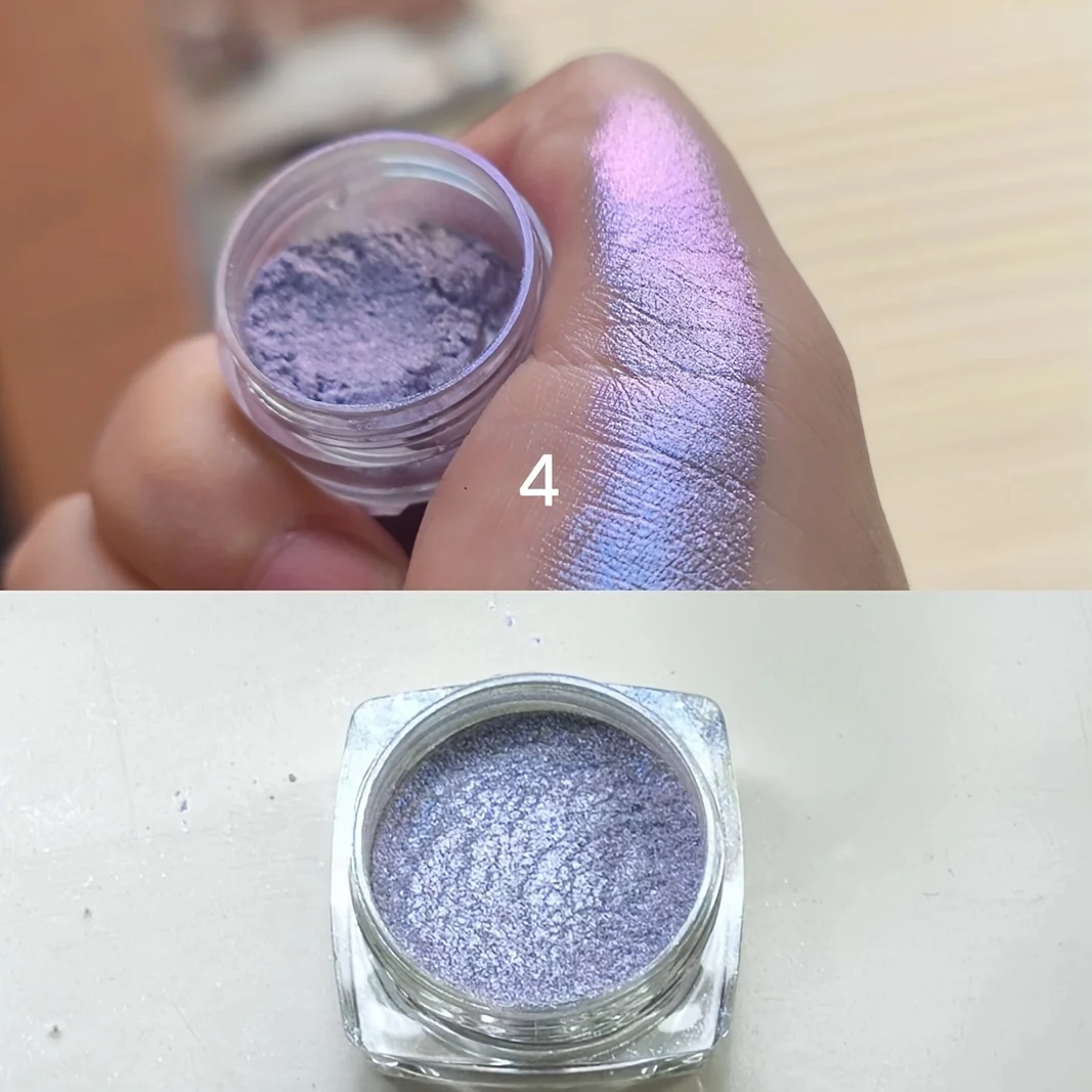1PC Chameleon Glitter Eyeshadow Powder, Metallic Ultra-Fine Highlighter Chrome Blue Purple Shiny Powder, Multifunction Makeup