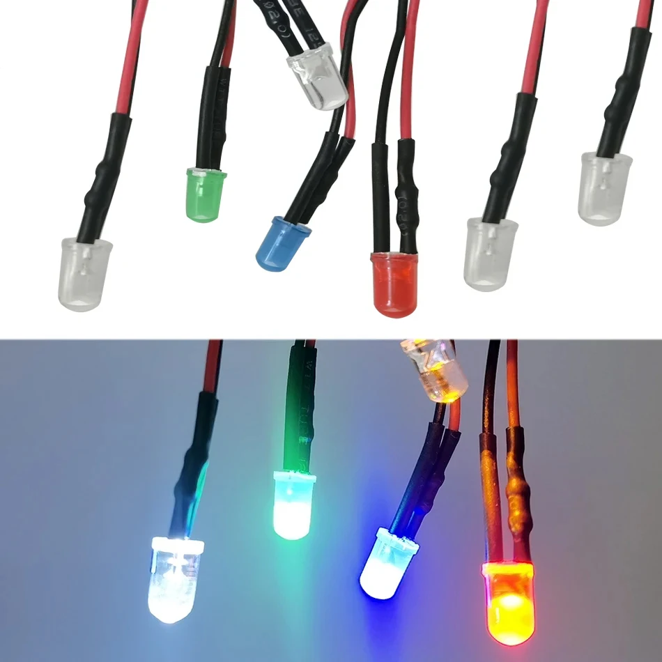 DC5V USB Port with 5mm Pre-wired Round LED Model Light LED light-emitting diode Red Green Blue For DIY Night Light Manual Light