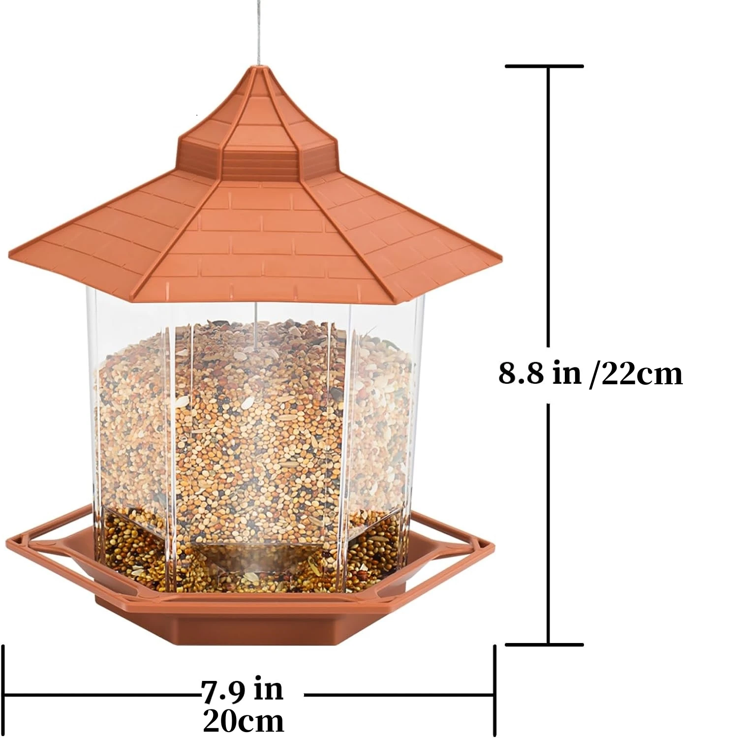 Automatic Bird Feeder Hanging Food Feeding Tool Gazebo Outdoor Birds Feeder Multiple Hole Nut Feeding House Bird Food Container