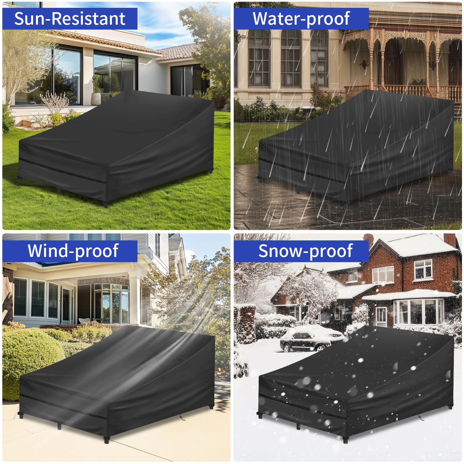 1/2 Pack Chaise Lounge Cover Waterproof Outdoor Garden Patio Chair Covers Weather Sun Resistant Furniture Protective