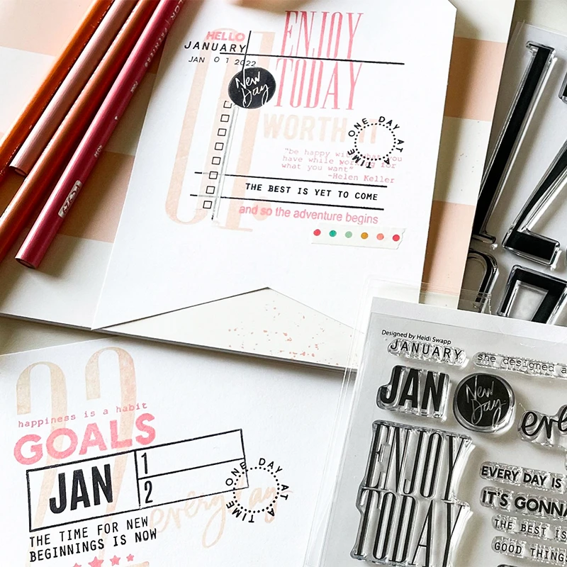 2025 New English Clear Stamp Feb Mar Apr Monthly Sentiments Transparent Stamps For DIY Scrapbooking/Photo Album Decor Stamps