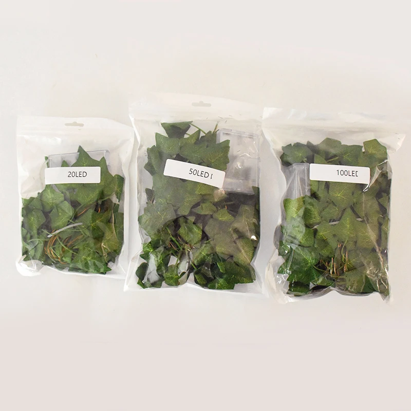 2/5/10M Silk Leaves Fake Creeper Green Leaf Ivy Vine LED String Lights for Home Wedding Hanging Garland Artificial Plants Decor