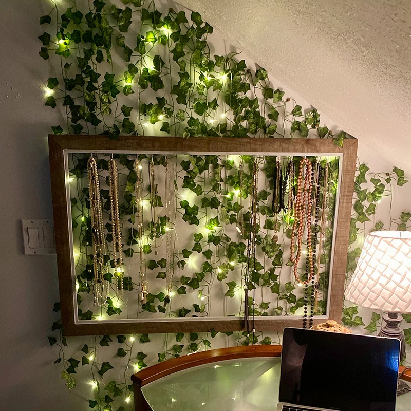 2/5/10M Silk Leaves Fake Creeper Green Leaf Ivy Vine LED String Lights for Home Wedding Hanging Garland Artificial Plants Decor