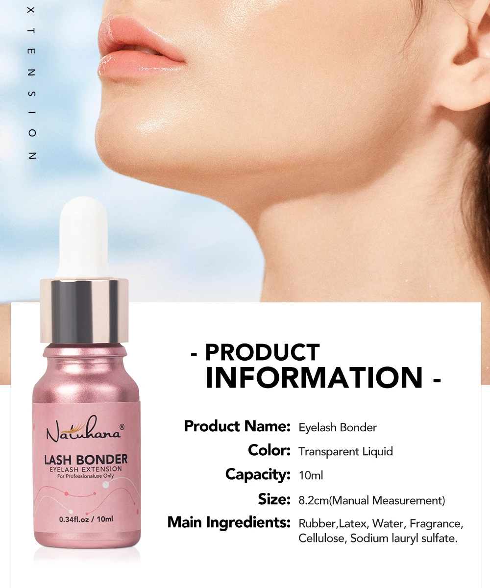 NATUHANA Lash Bonder for Eyelash Extensions Sealant Longer Retention Waterproof Oil-Proof Super Bonder Glue Accelerator