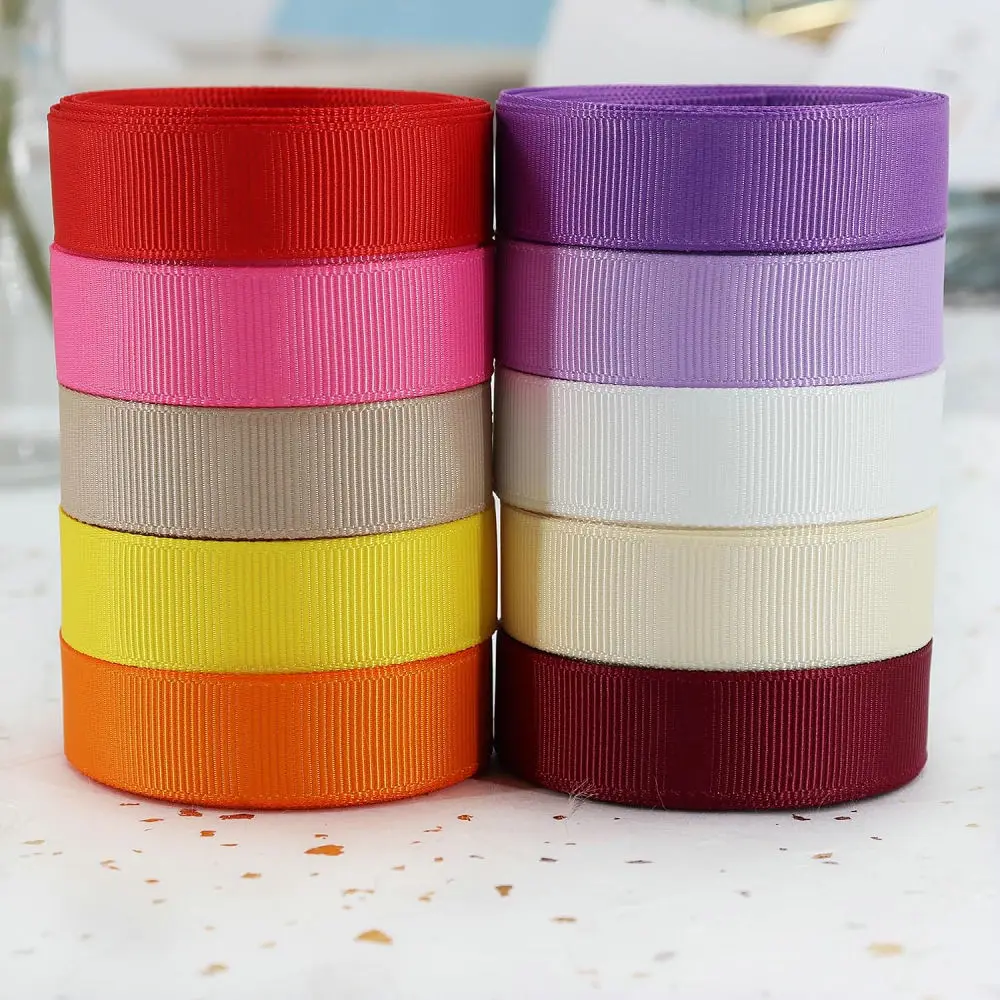 10 Yards Grosgrain Ribbon Solid Polyester Fabric for Gift Wrapping Christmas Wedding Decoration DIY Crafts Sewing Accessories