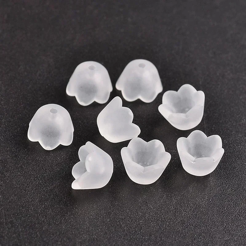 50/100/200pcs Transparent Acrylic Beads Tulip Flower Lily of The Valley for Jewelry Making DIY Bracelet Necklace Crafts Material