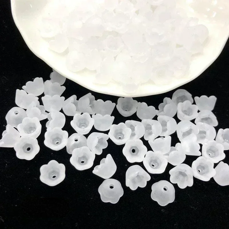 50/100/200pcs Transparent Acrylic Beads Tulip Flower Lily of The Valley for Jewelry Making DIY Bracelet Necklace Crafts Material