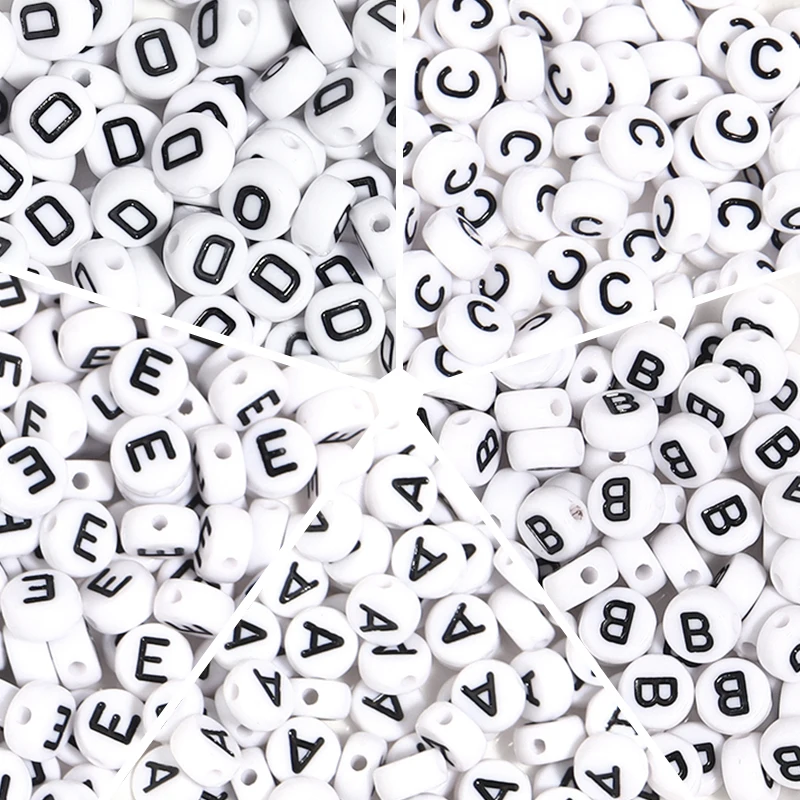 100Pcs/Lot A-Z Alphabet Beads Flat Round Letter Acrylic Beads Loose Spacer Beads For DIY Crafts Ornament Making Clothing Accesso