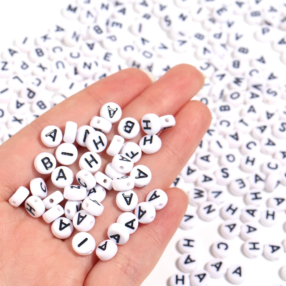 100Pcs/Lot A-Z Alphabet Beads Flat Round Letter Acrylic Beads Loose Spacer Beads For DIY Crafts Ornament Making Clothing Accesso