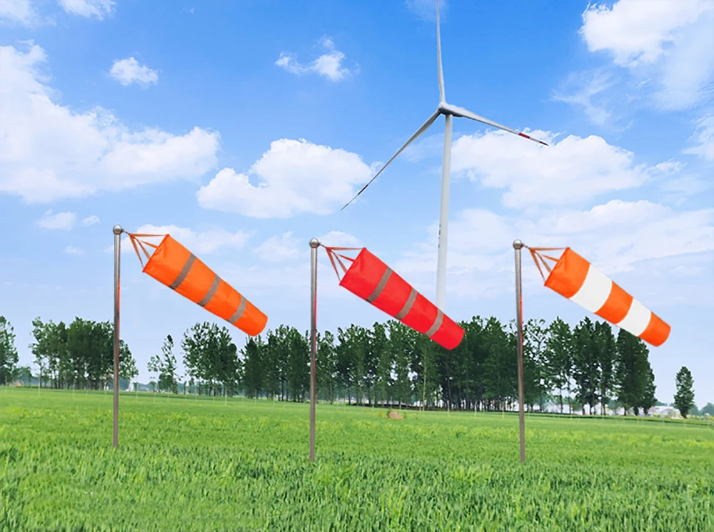 60/80/100cm Windsock Outdoor Wind Direction Measurement Reflective Belt Rip-stop Weather Vane for Airport Aviation Garden Farm