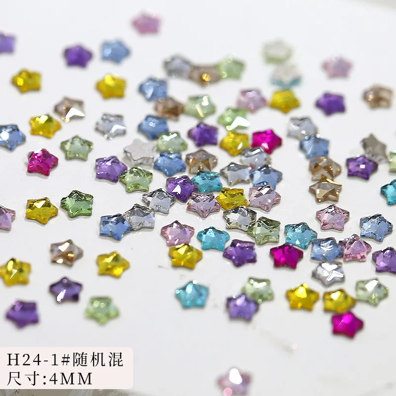 50PCS Super Sparkle Colorful Five-Pointed Stars Flatback Diamonds Nail Art Rhinestones Gem Manicure Flatback Charms Accessories