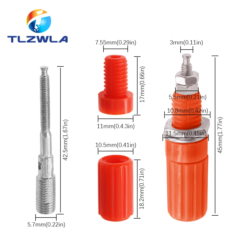 5PCS 4mm Banana Socket Binding Post Nut Banana Plug Jack Electrical Connector Terminal DIY