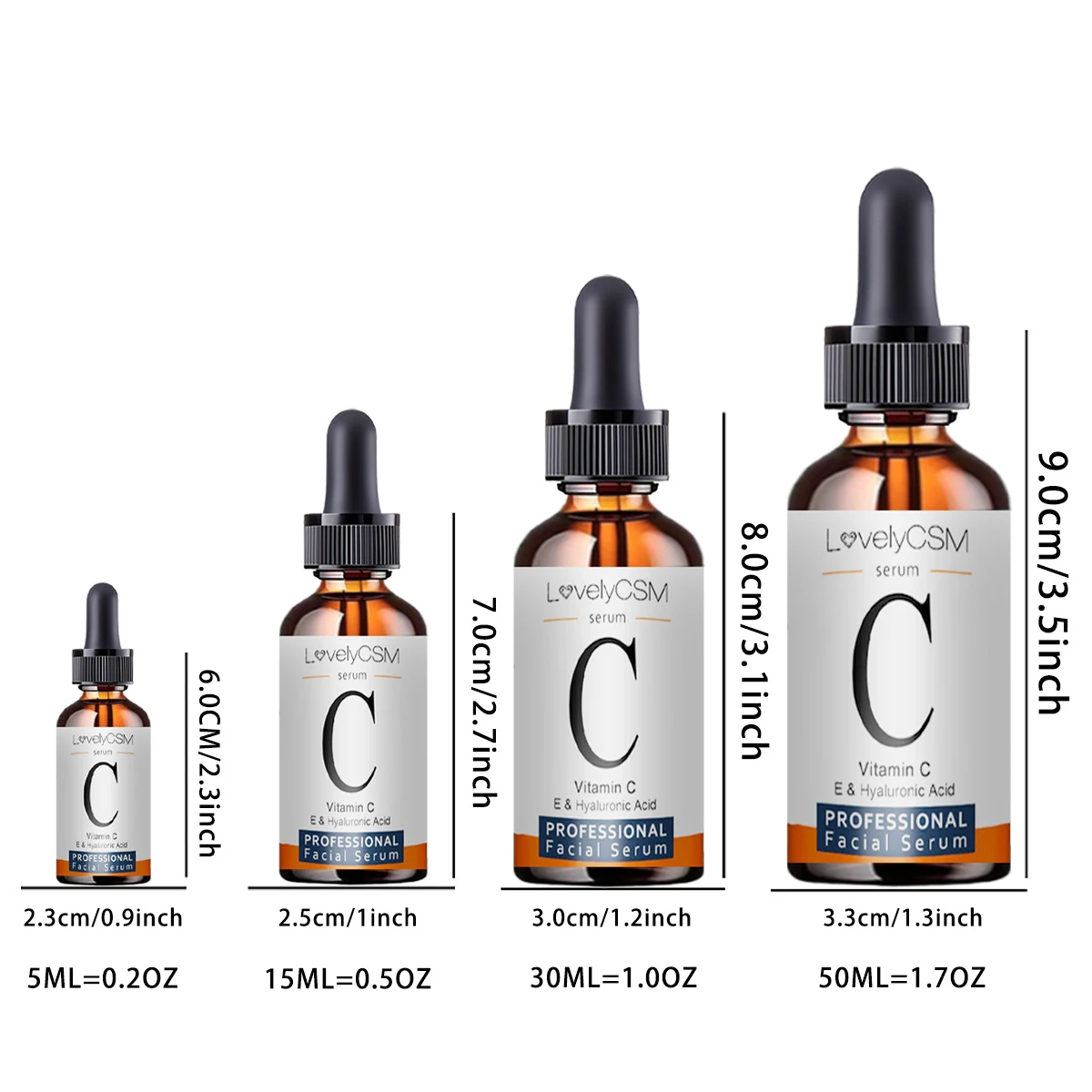 Facial Serum Vitamin C Liquid Serum Anti-Aging Whitening VC Serum Oil Hyaluronic Acid Face Serum Anti-Wrinkle Skin Care Serum