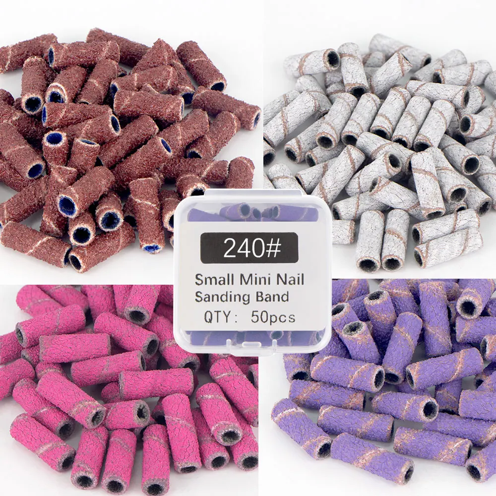 50Pcs 3.1MM Small Sanding Bands With Shaft Set For Dead Skin Calluses Nail Polishing Mini Sandband Nail Drill Bits Manicure Tool
