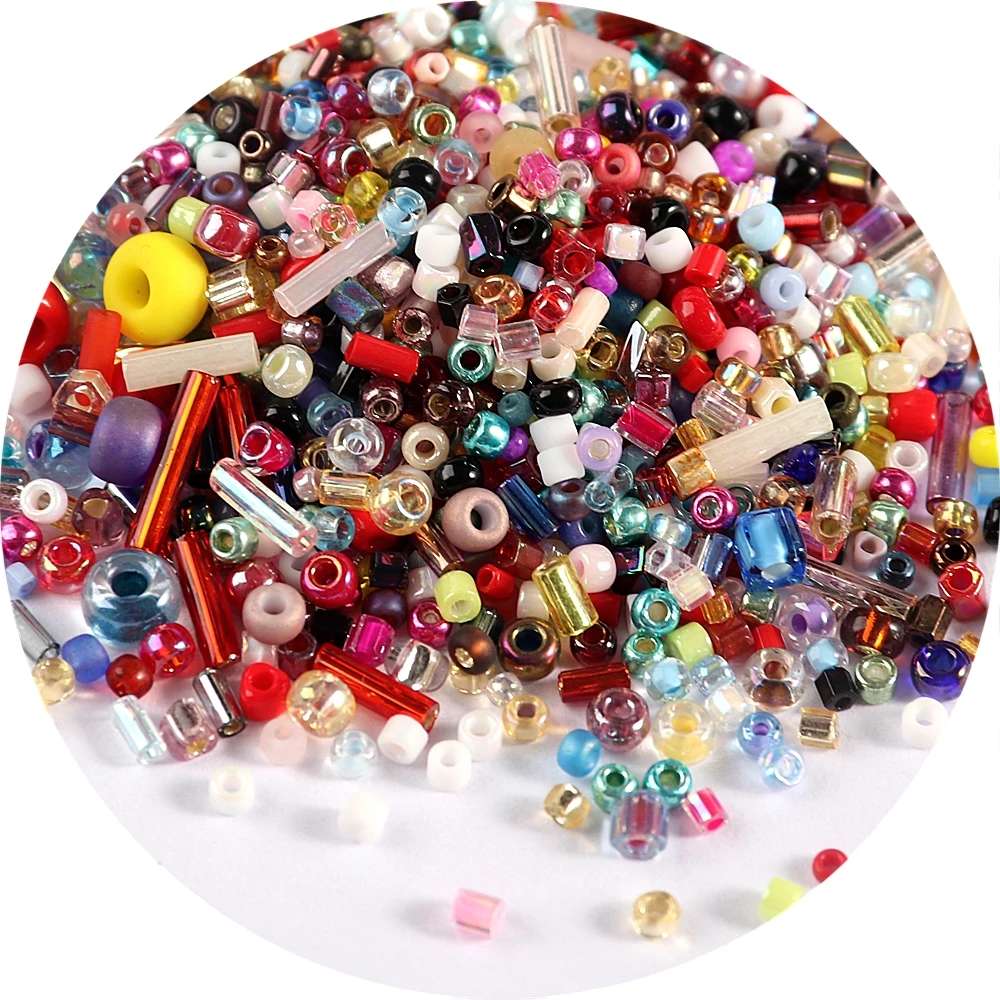 500Pcs Japan Miyuki Seed Beads Mixed Delica Round Glass Beads Mix Colors and Size Glass Twist Bugle Tube For Clothing Accessory