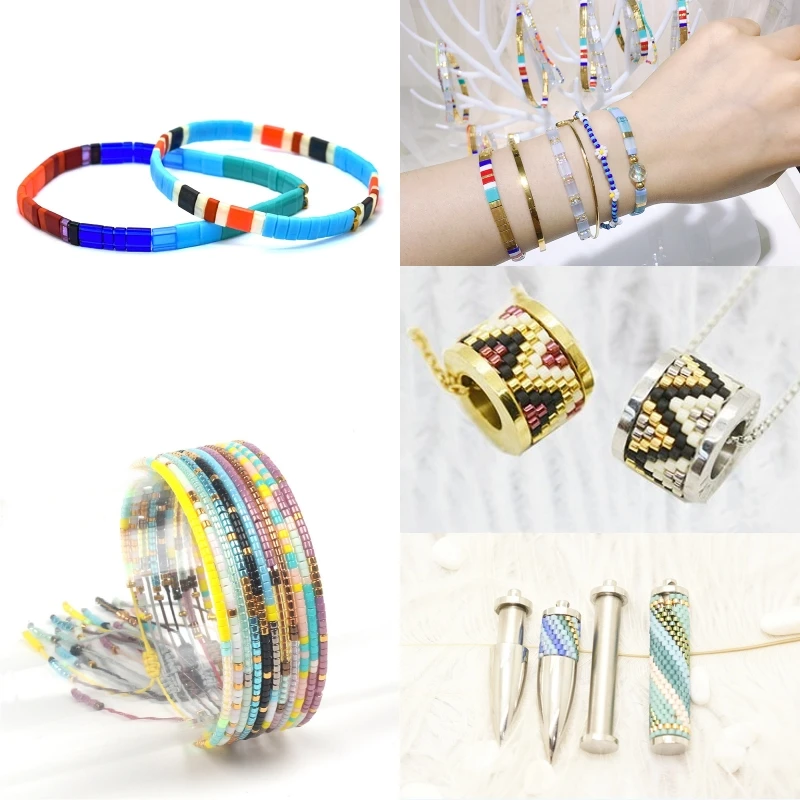 500Pcs Japan Miyuki Seed Beads Mixed Delica Round Glass Beads Mix Colors and Size Glass Twist Bugle Tube For Clothing Accessory