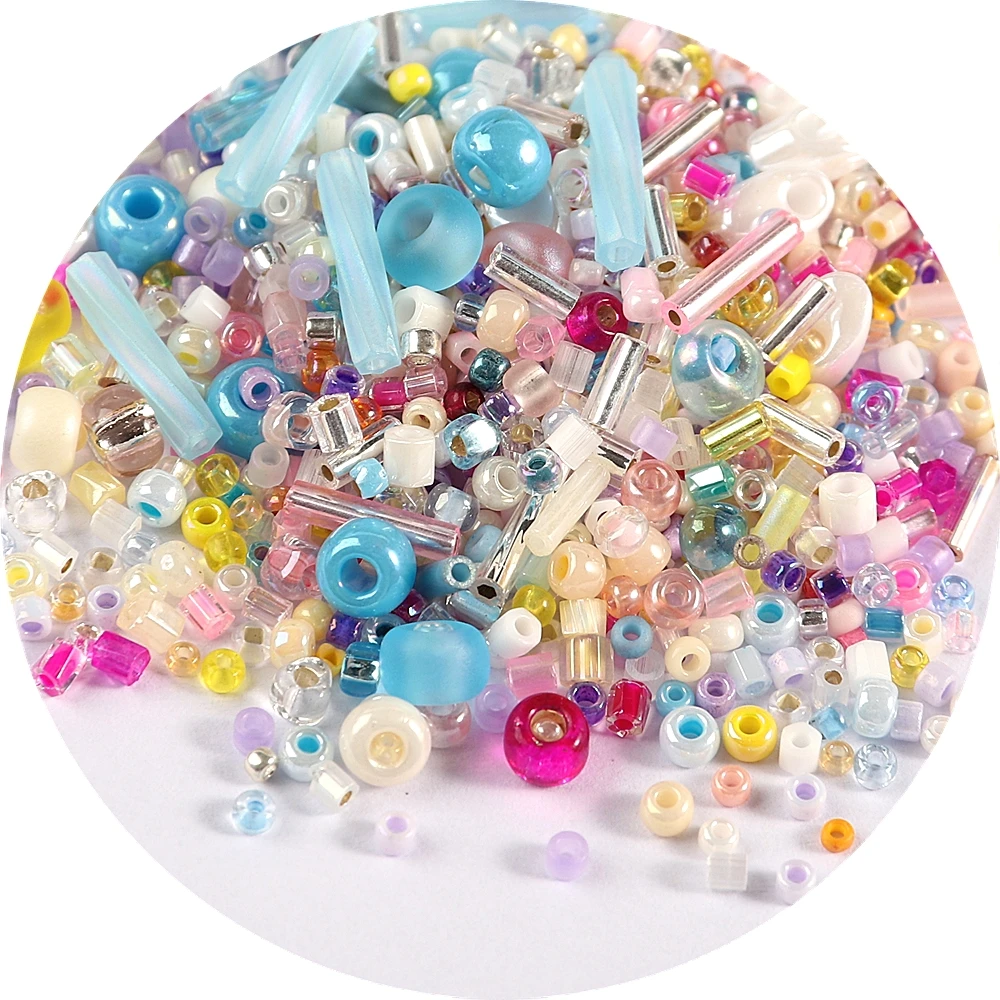 500Pcs Japan Miyuki Seed Beads Mixed Delica Round Glass Beads Mix Colors and Size Glass Twist Bugle Tube For Clothing Accessory
