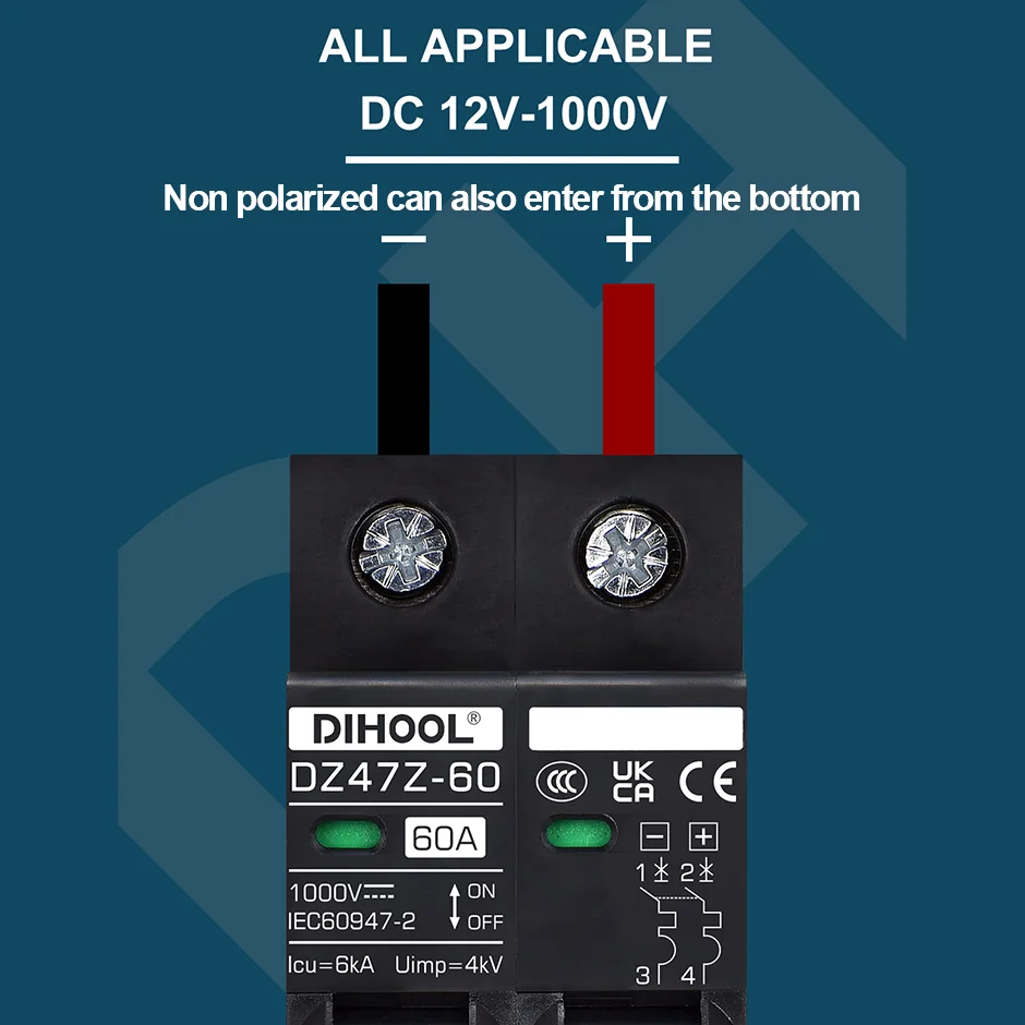 DC1000V MCB Solar DC Circuit Breaker Overload Protection Disconnect Switch 100A 120A 20A 25A 30A 40A 50A 60A Battery Protector