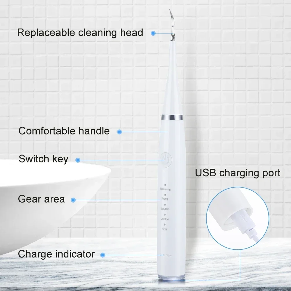 Ultrasonic Scaler for Teeth Cleaning Tartar Removal Plaque Removal Rechargeable Teeth Whitening Oral Care and Dental Cleaner