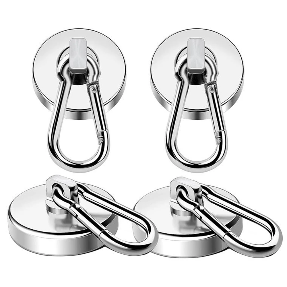 Magnetic Hooks Strong Heavy Duty Neodymium Hooks With Swivel Carabiner Hook For Refrigerator 1pcs Magnetic Materials