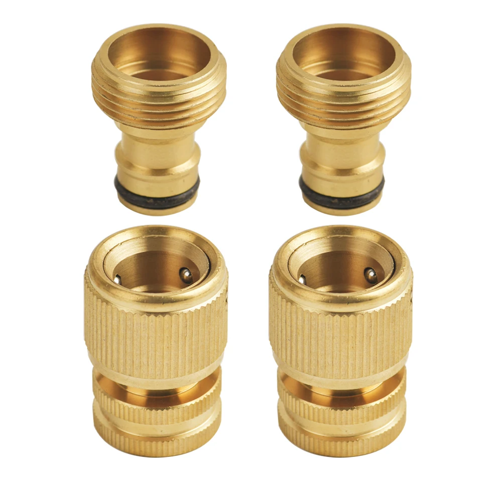 1 Sets Garden Hose Quick Connect Water Hose Fitting, 3/4 Inch 1/2 Brass BSP Female And Male Connector