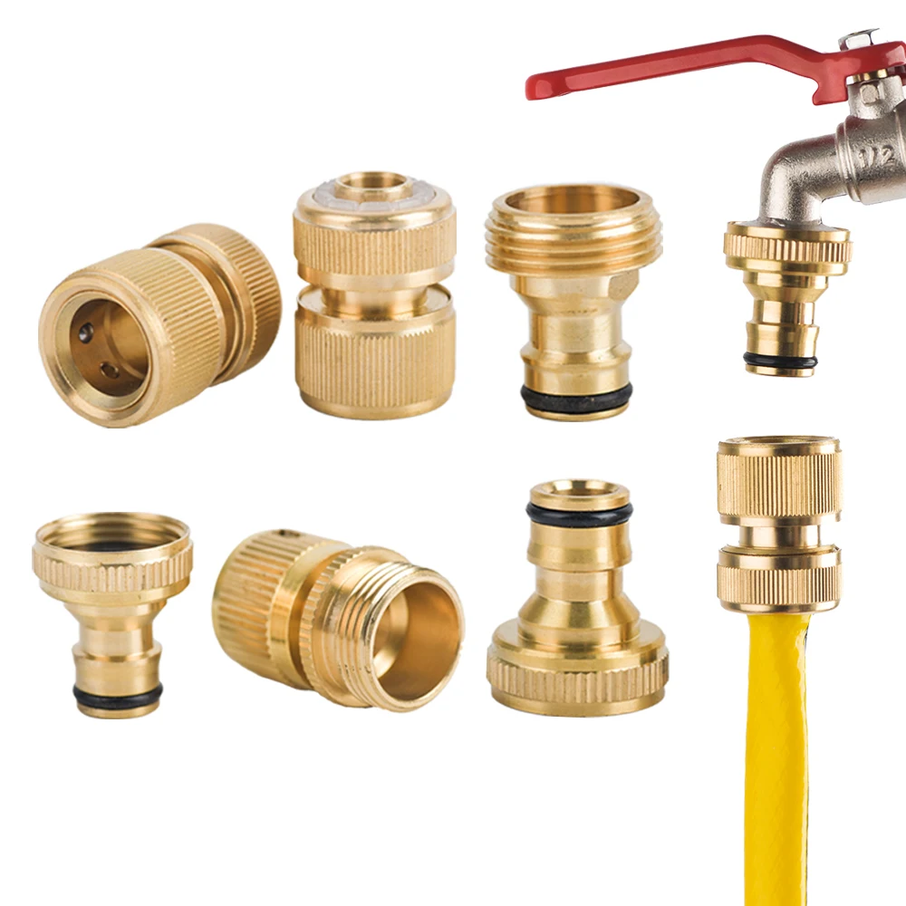 1 Sets Garden Hose Quick Connect Water Hose Fitting, 3/4 Inch 1/2 Brass BSP Female And Male Connector