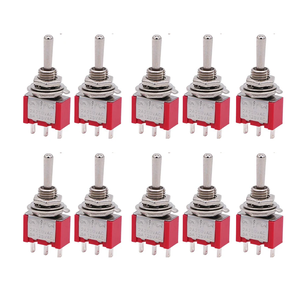 10Pcs DIY Toggle Switch ON-OFF-ON 3Pin 3 Position Latching MTS-103 AC 125V/6A 250V/3A Power Button Switch Car