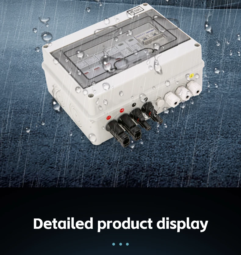 Solar Photovoltaic PV Combiner Box With Lightning Protection 2 Input 1 out DC 600V Fuse MCB SPD Waterproof Box IP65 Wholesale