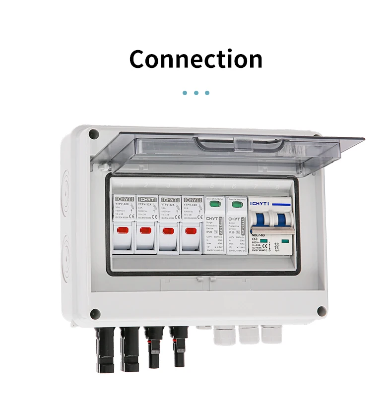 Solar Photovoltaic PV Combiner Box With Lightning Protection 2 Input 1 out DC 600V Fuse MCB SPD Waterproof Box IP65 Wholesale