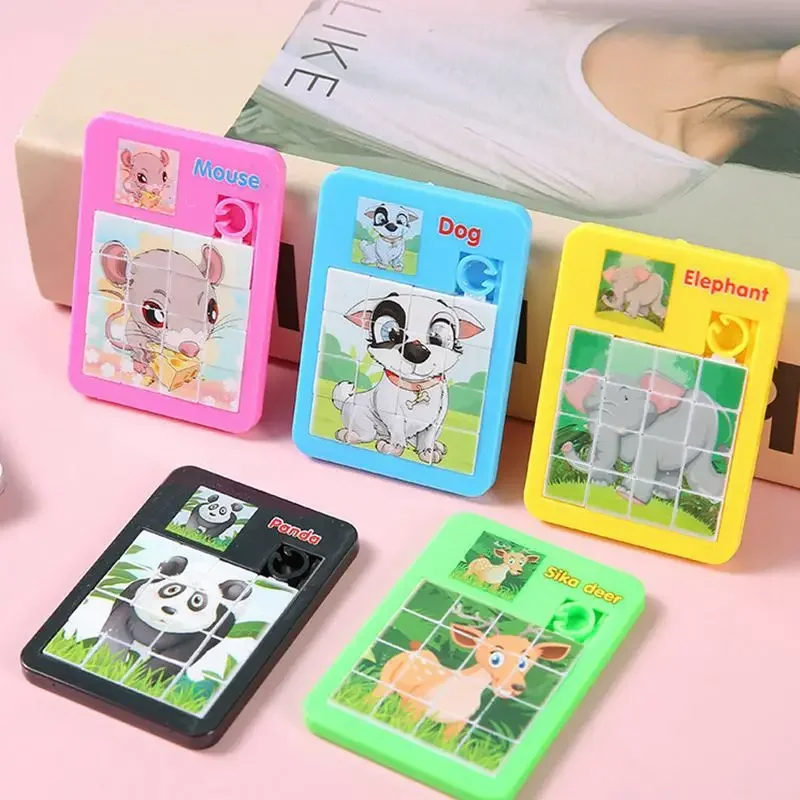 10-50 Pcs 7CM Cartoon Animal Puzzle Sliding Puzzle Kids Birthday Party Favors School Kindergarten Prize Guest Goodie Bag Fillers