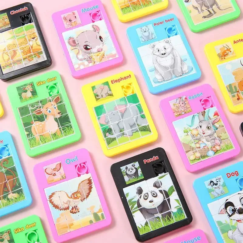 10-50 Pcs 7CM Cartoon Animal Puzzle Sliding Puzzle Kids Birthday Party Favors School Kindergarten Prize Guest Goodie Bag Fillers
