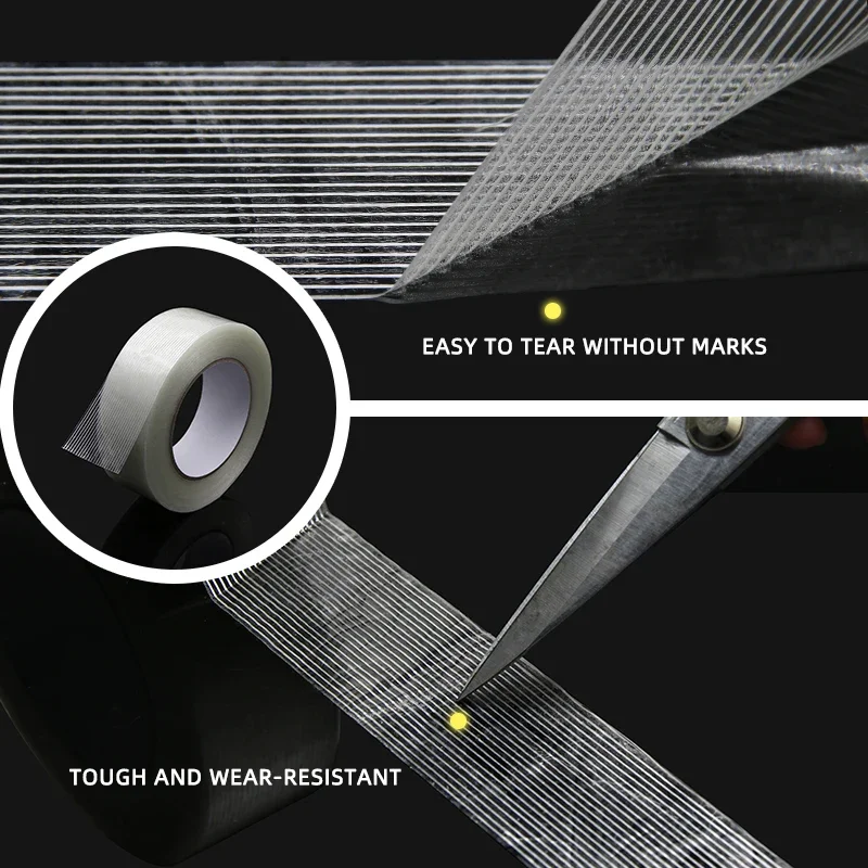 50M Grid Fiber Tape Toy Airplane Model Super Strong Mesh Single-Sided Tape Wear-Resistant Glass Fiber Strong Reinforced Tape
