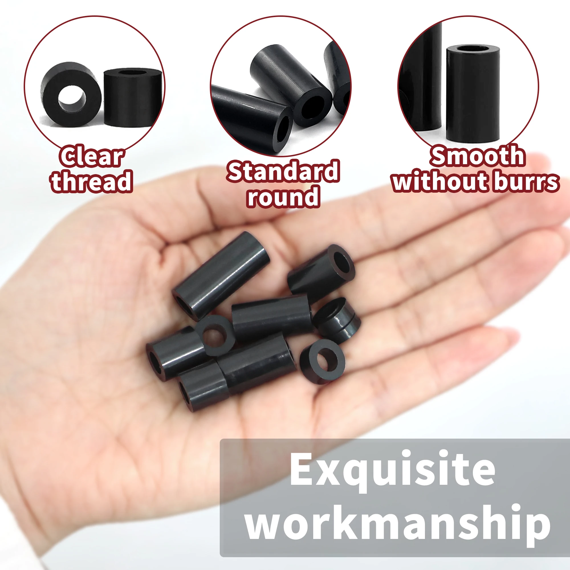 165pcs Black Nylon Round Spacer Assortment Kit, Electrical Outlet Screws Spacers, Plastic Spacers Without Threaded, Switch and R