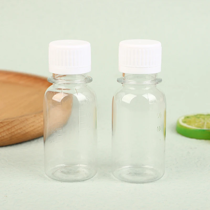 5PCS 60ML Small Plastic Bottles Ginger Shot Bottles With Caps Mini Juice Bottles Reusable Liquid Bottle Container Leak Proof