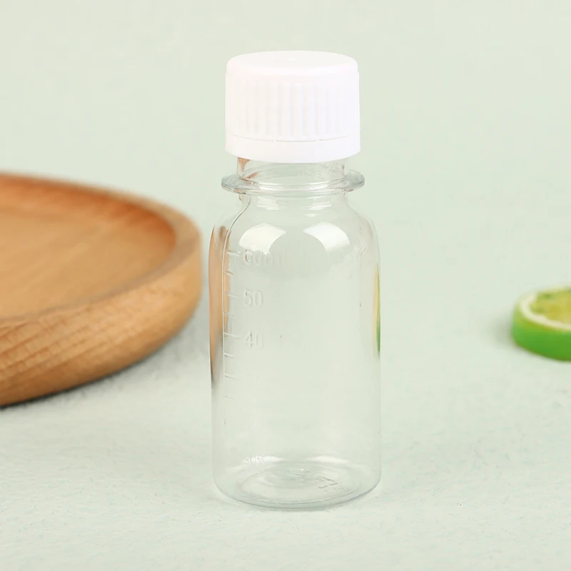 5PCS 60ML Small Plastic Bottles Ginger Shot Bottles With Caps Mini Juice Bottles Reusable Liquid Bottle Container Leak Proof